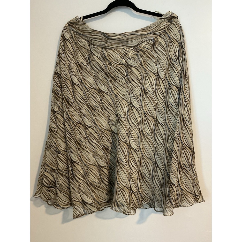 Jones New York Woman Sz‎ 14W Silk Skirt Midi Flowy Abstract